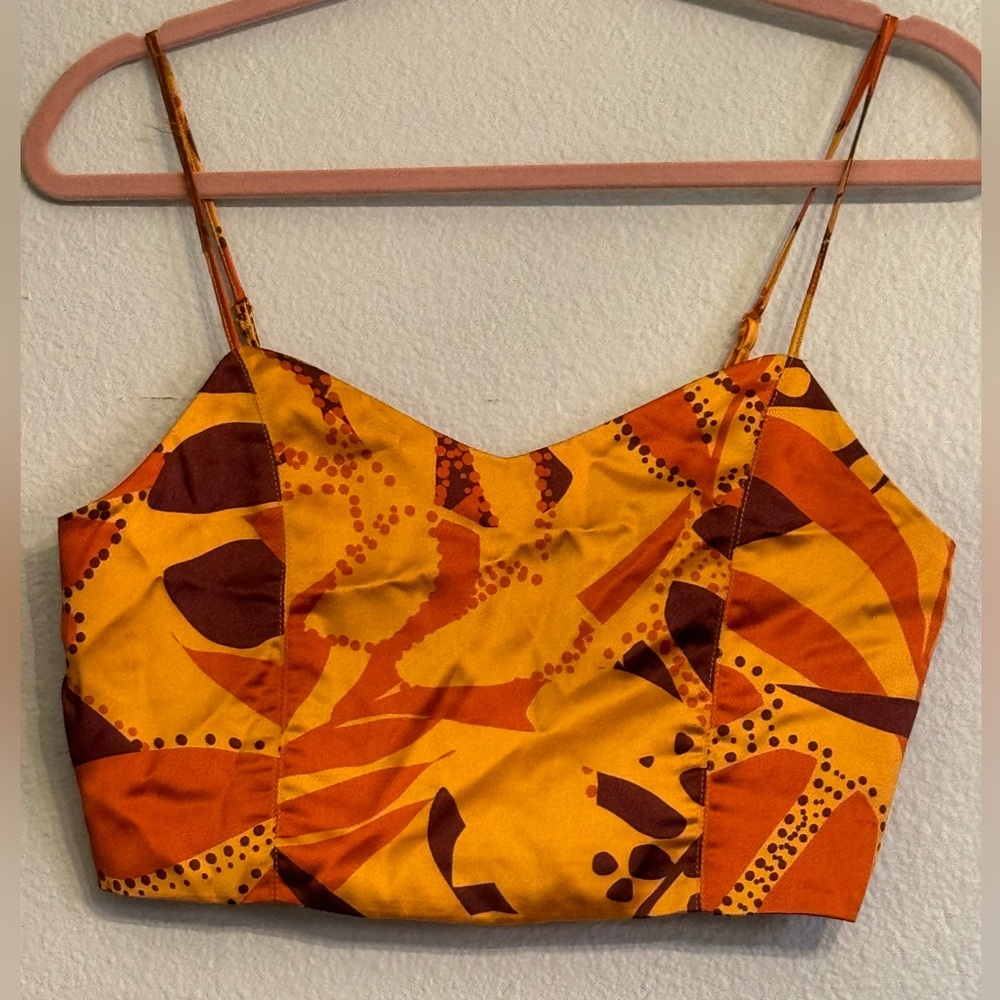 House of Harlow 1960 Orange and Brown Women's Crop Top Sz Medium
